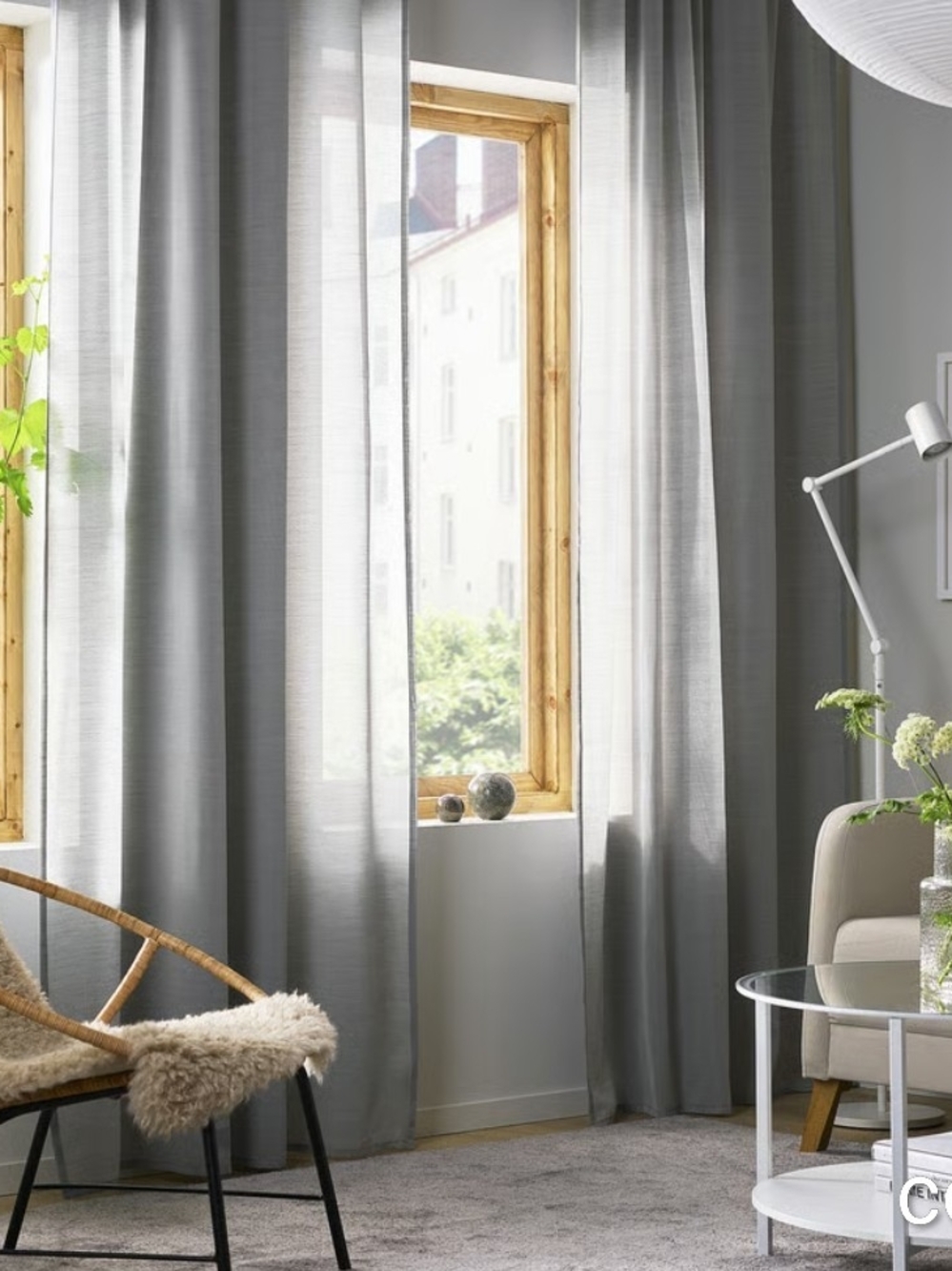 IKEA Hilja Grey Woven Textured Curtain Panels 1 Set ( 2 Panels)